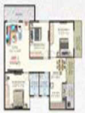 Floor plan of 3 BHK 1216 Sq. Ft. Apartment in Durga Devi Enclave, Bangalore