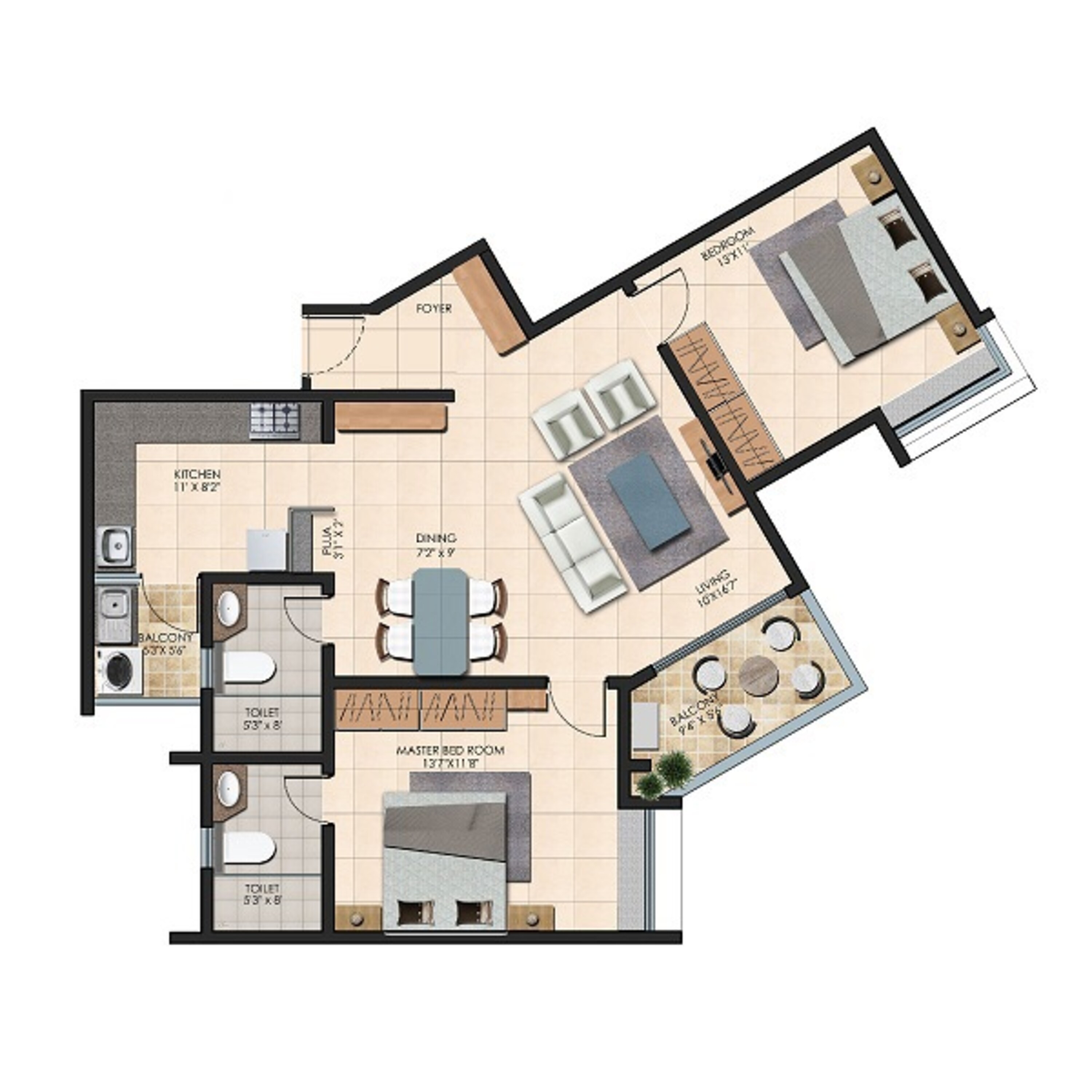 durga petals apartment 2bhk 1195sqft101