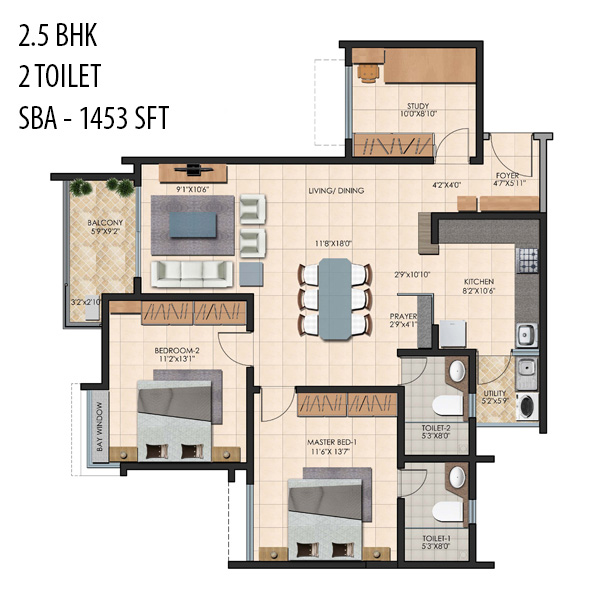 durga petals apartment 2bhk 1453sqft101