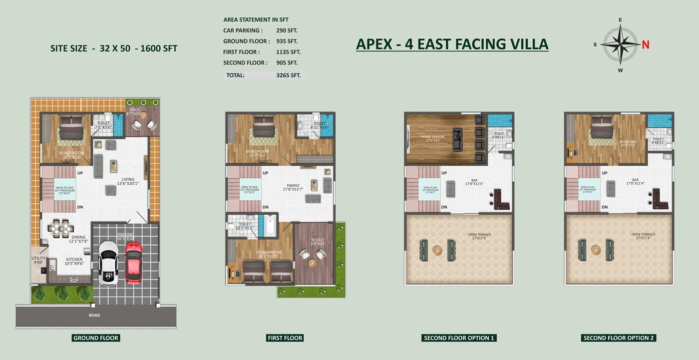 Floor plan of 4 BHK Villa - 3265 sq. ft. in Dwarakamai Apex 4, Bangalore