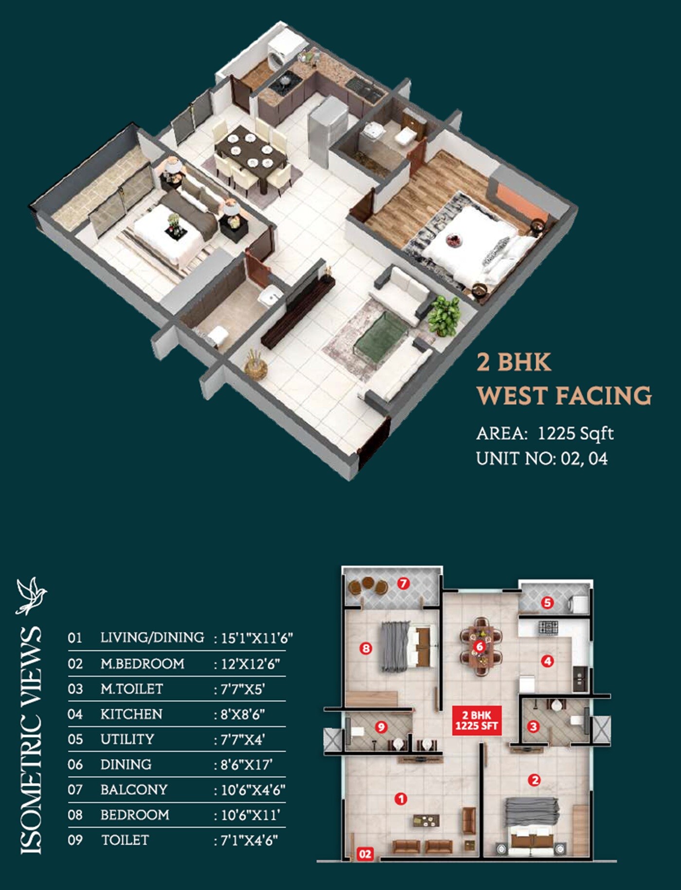 2 BHK 1225 Sq. Ft. Apartment