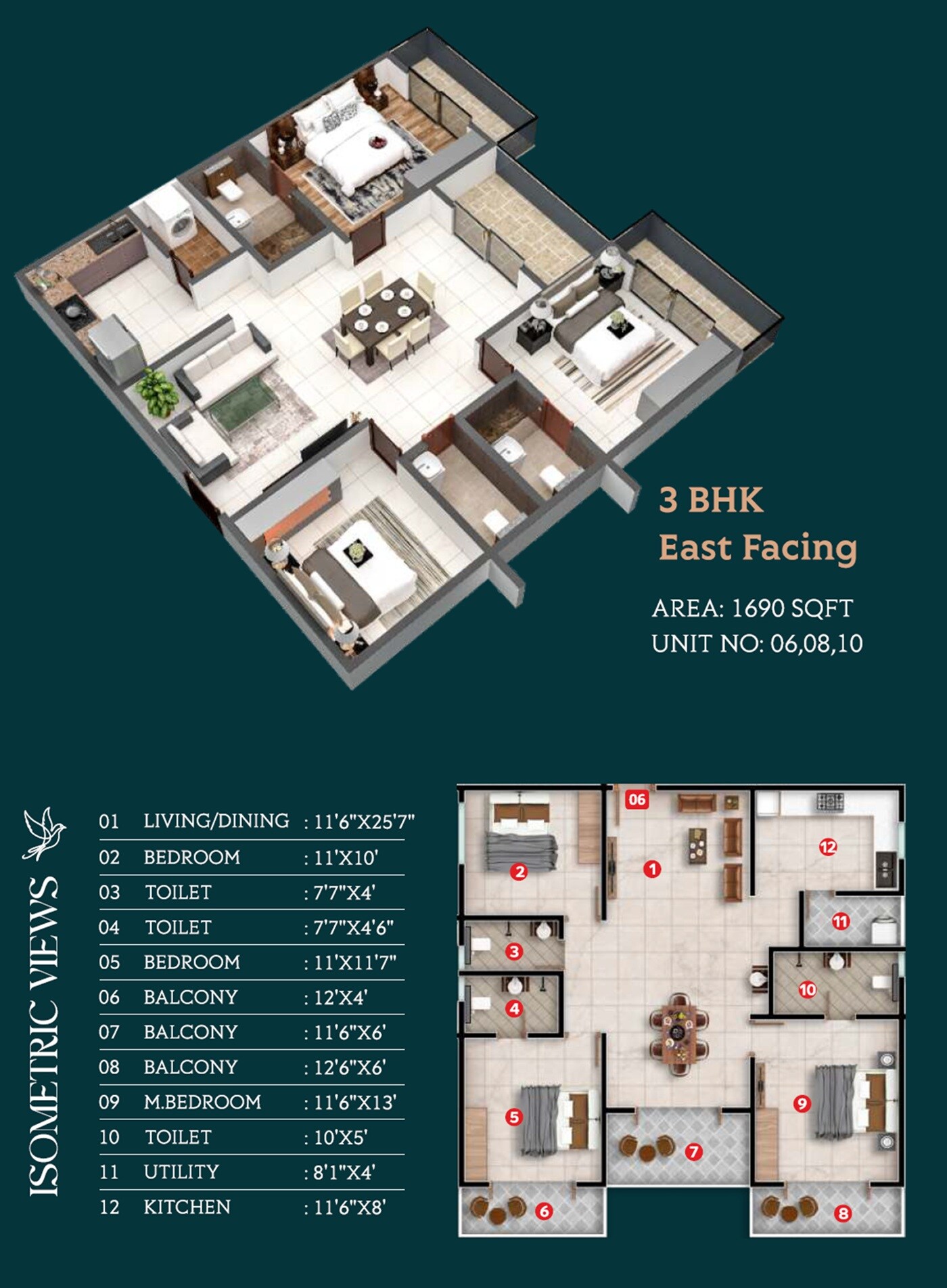 3 BHK 1690 Sq. Ft. Apartment