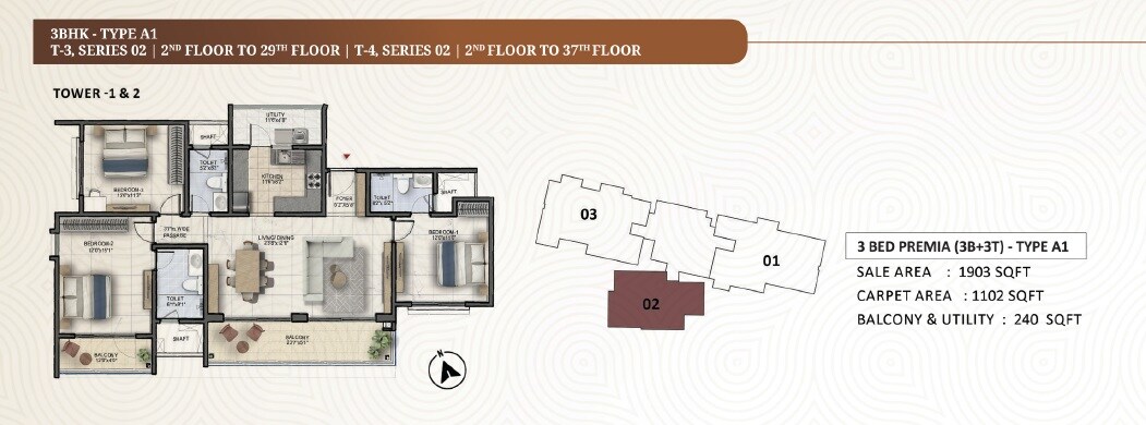 3 BHK 1903 Sq. Ft. Apartment