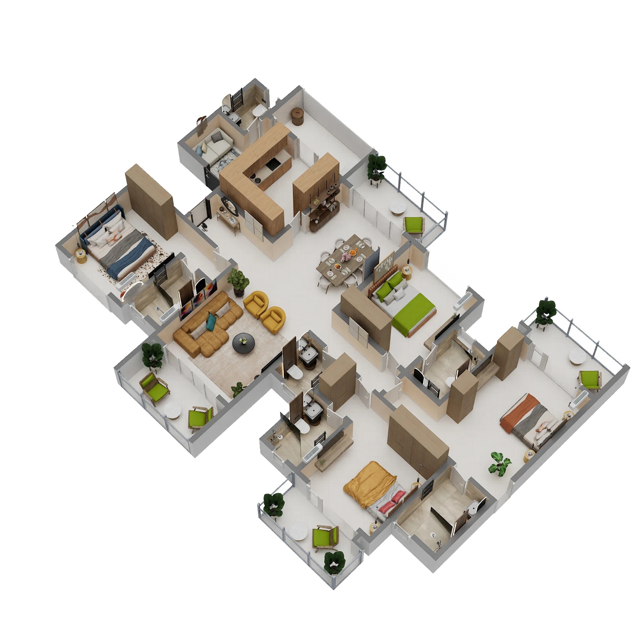 Floor plan of 4 BHK 2786 Sq. Ft. Apartment in Eaton Park At The Prestige City, Bangalore