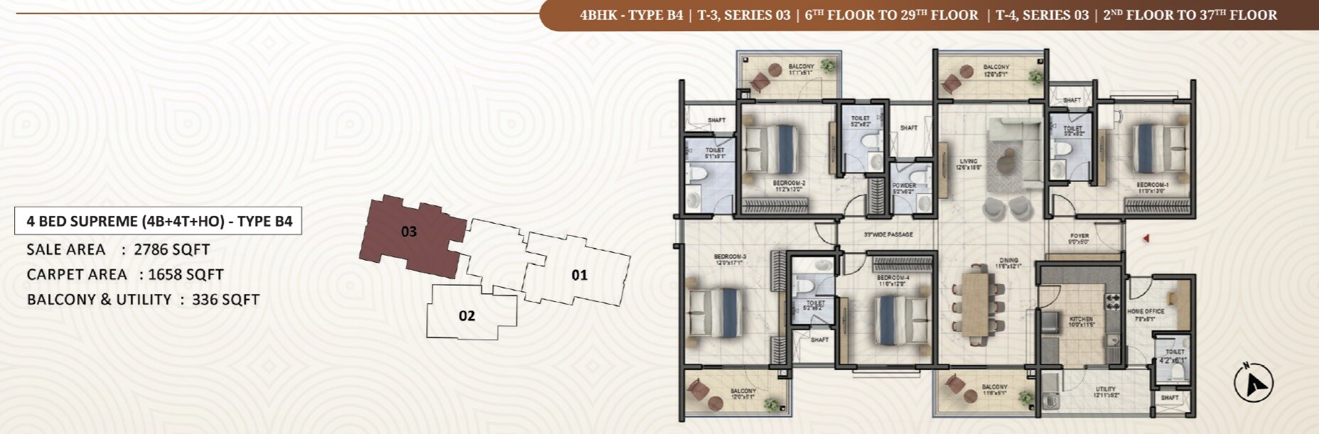 4 BHK 2786 Sq. Ft. Apartment