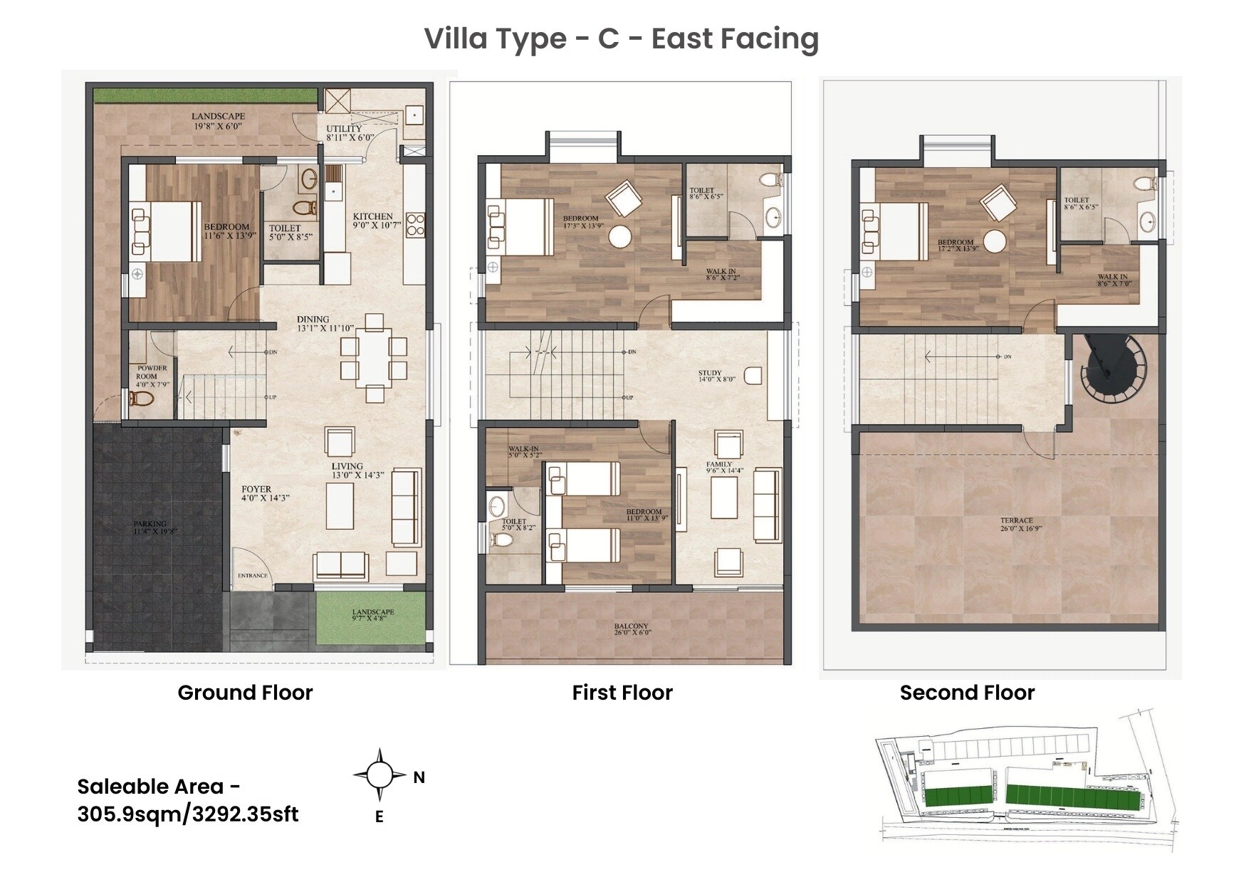 Floor plan of 4 BHK 3292 Sq. Ft. Villa in Eco Classic, Bangalore