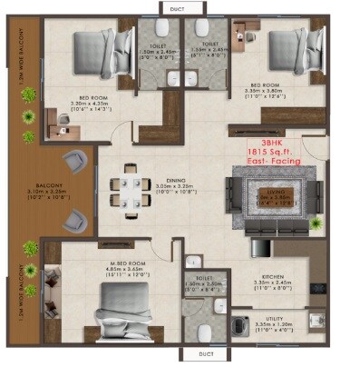 3 BHK 1815 Sq. Ft. Apartment
