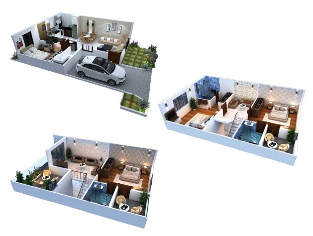 Floor plan of 4 BHK 3053 Sq. Ft. Row House in Ecstasy Trifecta Verde En Resplendor, Bangalore