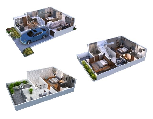 Floor plan of 4 BHK 3069 Sq. Ft. Row House in Ecstasy Trifecta Verde En Resplendor, Bangalore
