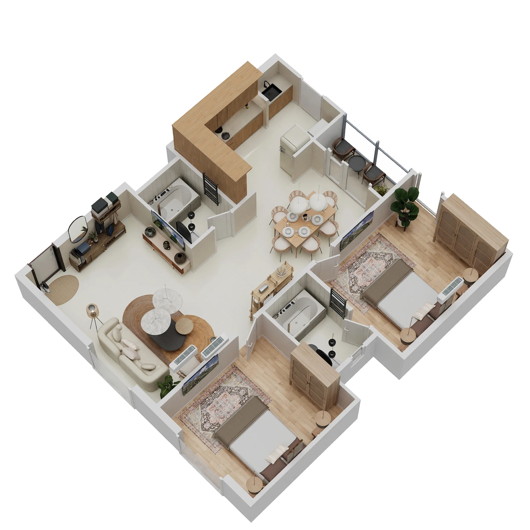 Floor plan of 2 BHK 1166 Sq. Ft. Apartment in Elegant Aura, Bangalore