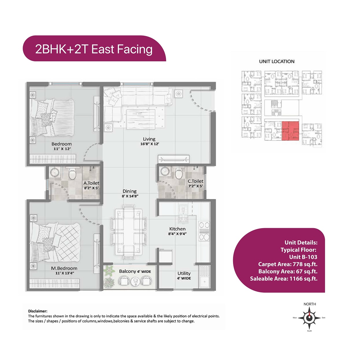 2 BHK 1166 Sq. Ft. Apartment in Elegant Aura