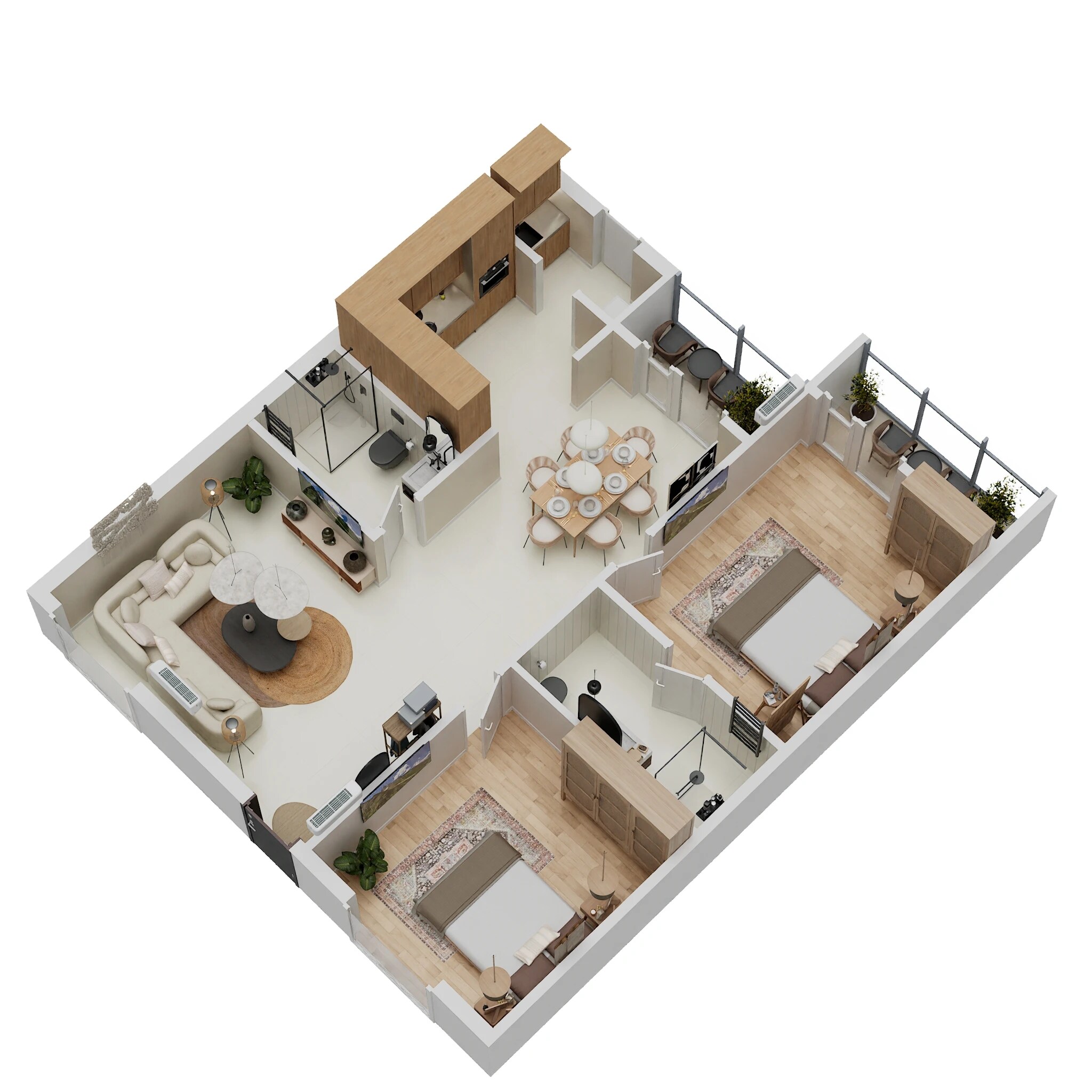 Floor plan of 2 BHK 1261 Sq. Ft. Apartment in Elegant Aura, Bangalore