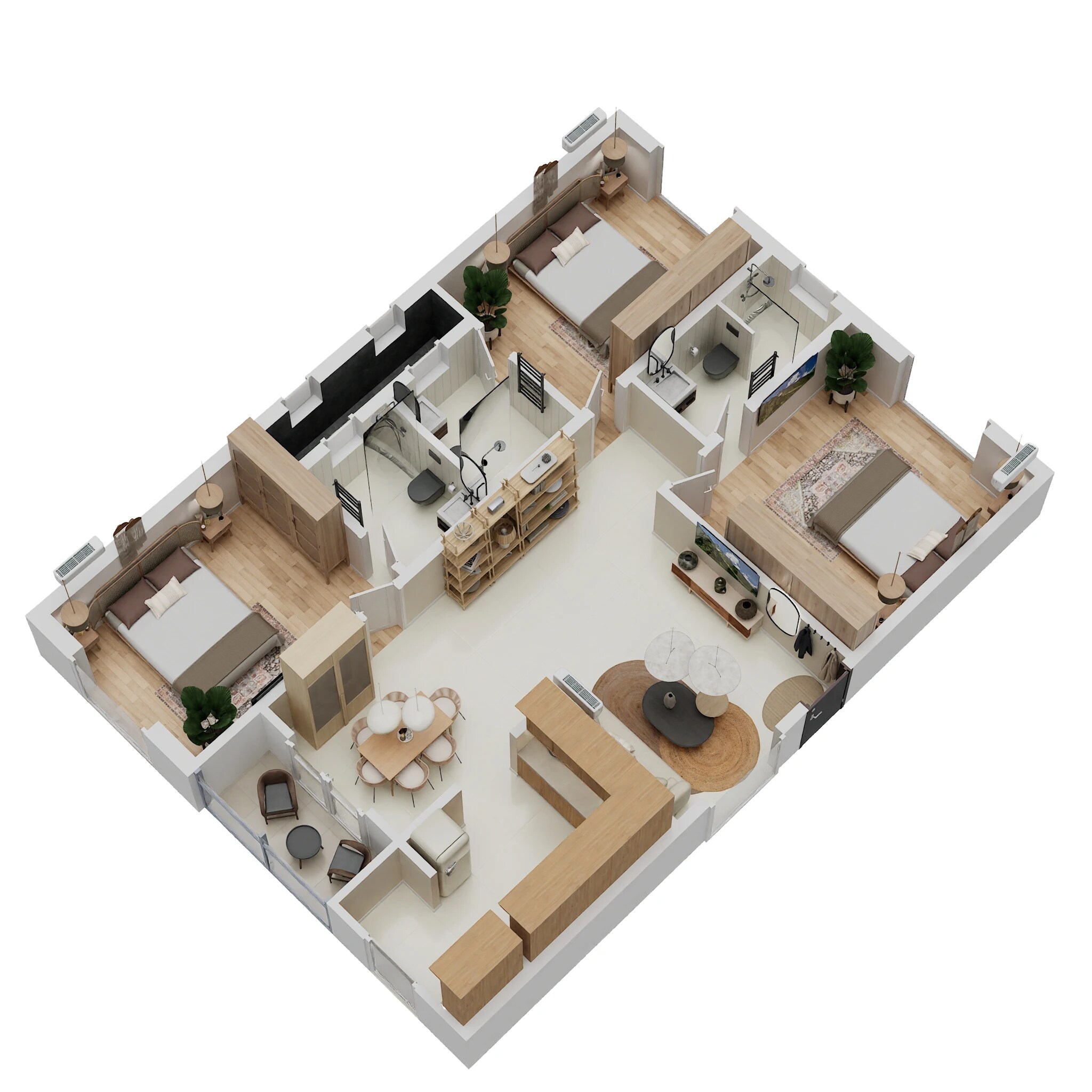 Floor plan of 3 BHK 1418 Sq. Ft. Apartment in Elegant Aura, Bangalore