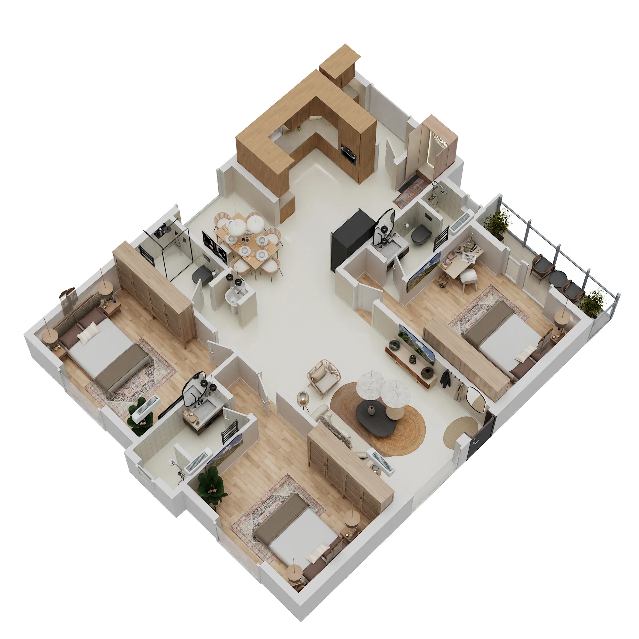 Floor plan of 3 BHK 1679 Sq. Ft. Apartment in Elegant Aura, Bangalore