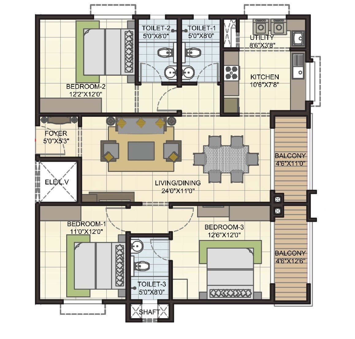 3 BHK 1548 Sq. Ft. Apartment