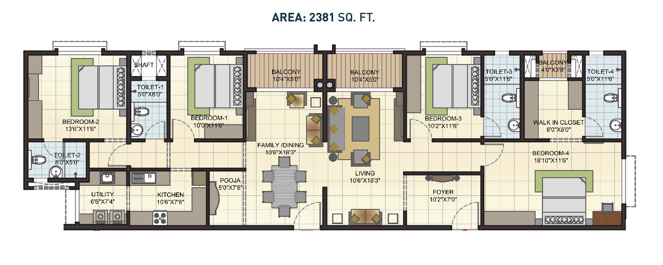 4 BHK 2381 Sq. Ft. Apartment