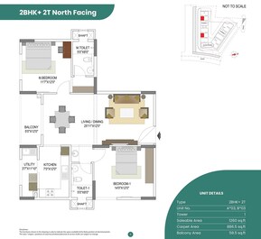 2 BHK 1260 Sq. Ft. Apartment in Elegant Takt