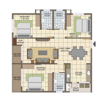  3 BHK Apartment at Elegant Tranquility, Rajarajeshwari Nagar – for Sale