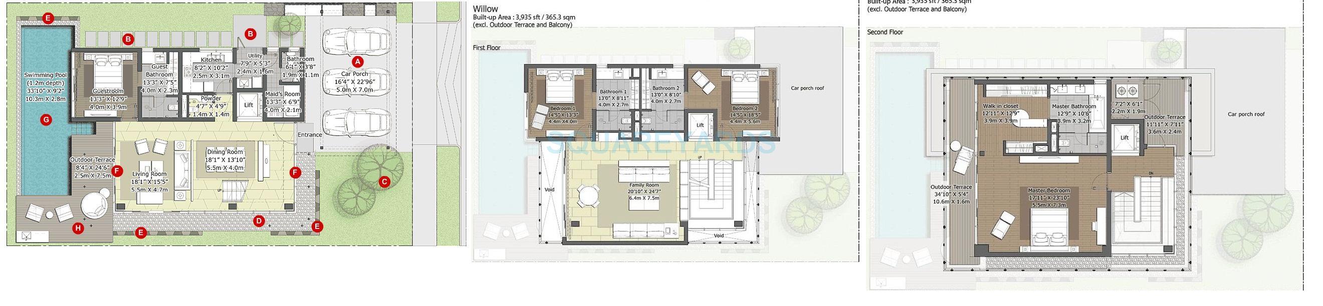 Floor plan of 4 BHK 3935 Sq. Ft. Villa in Embassy Boulevard, Bangalore