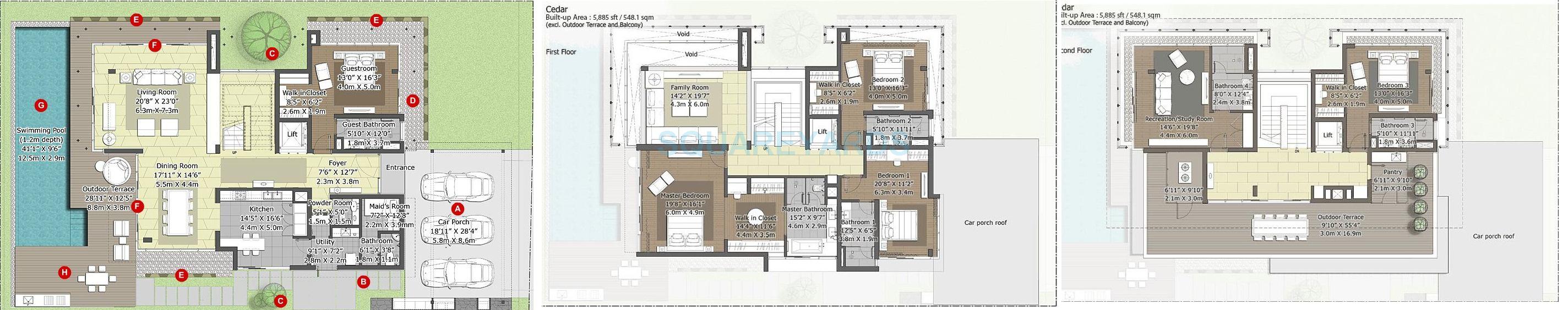 Floor plan of 5 BHK 5900 Sq. Ft. Villa in Embassy Boulevard, Bangalore