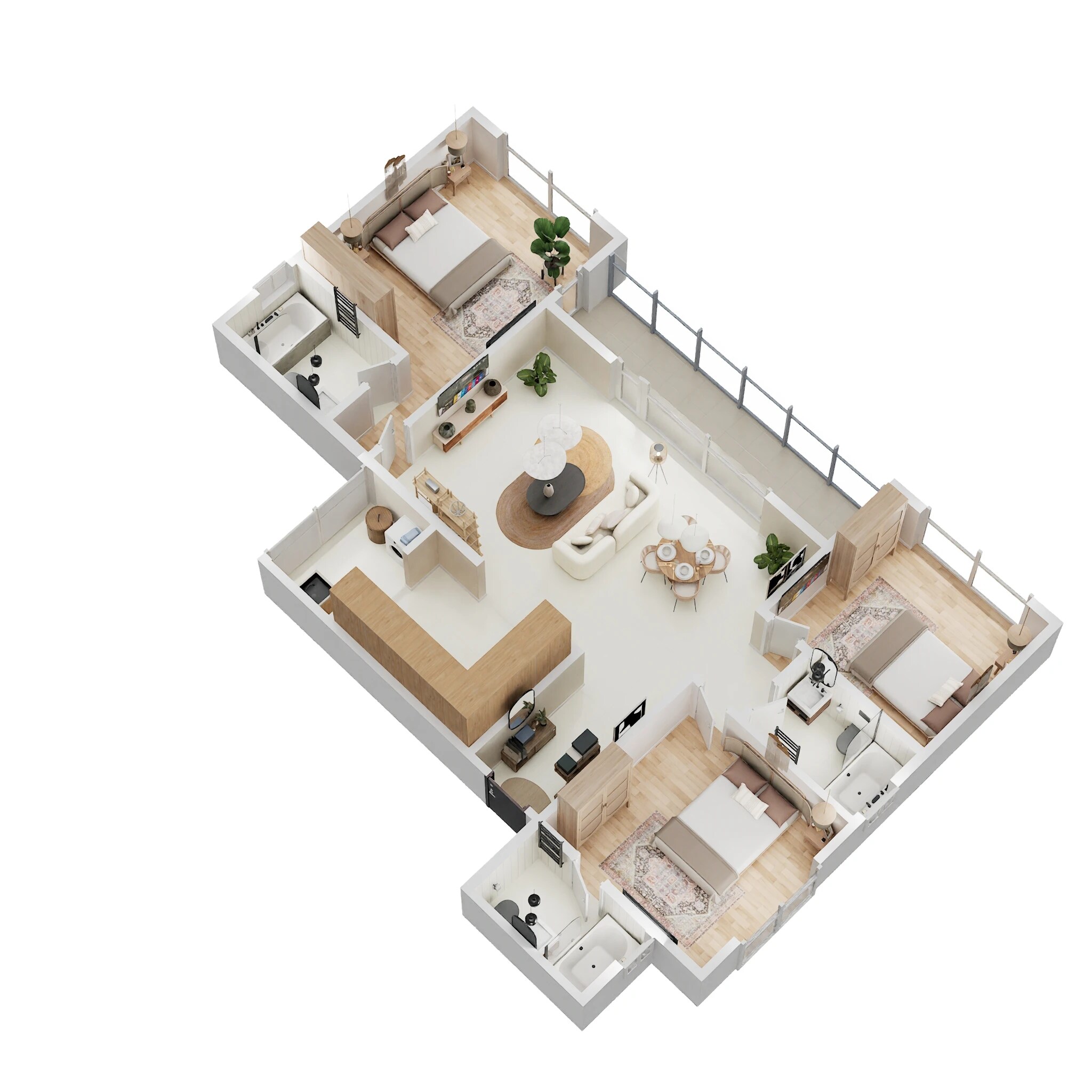 3 BHK 1300 Sq. Ft. Apartment