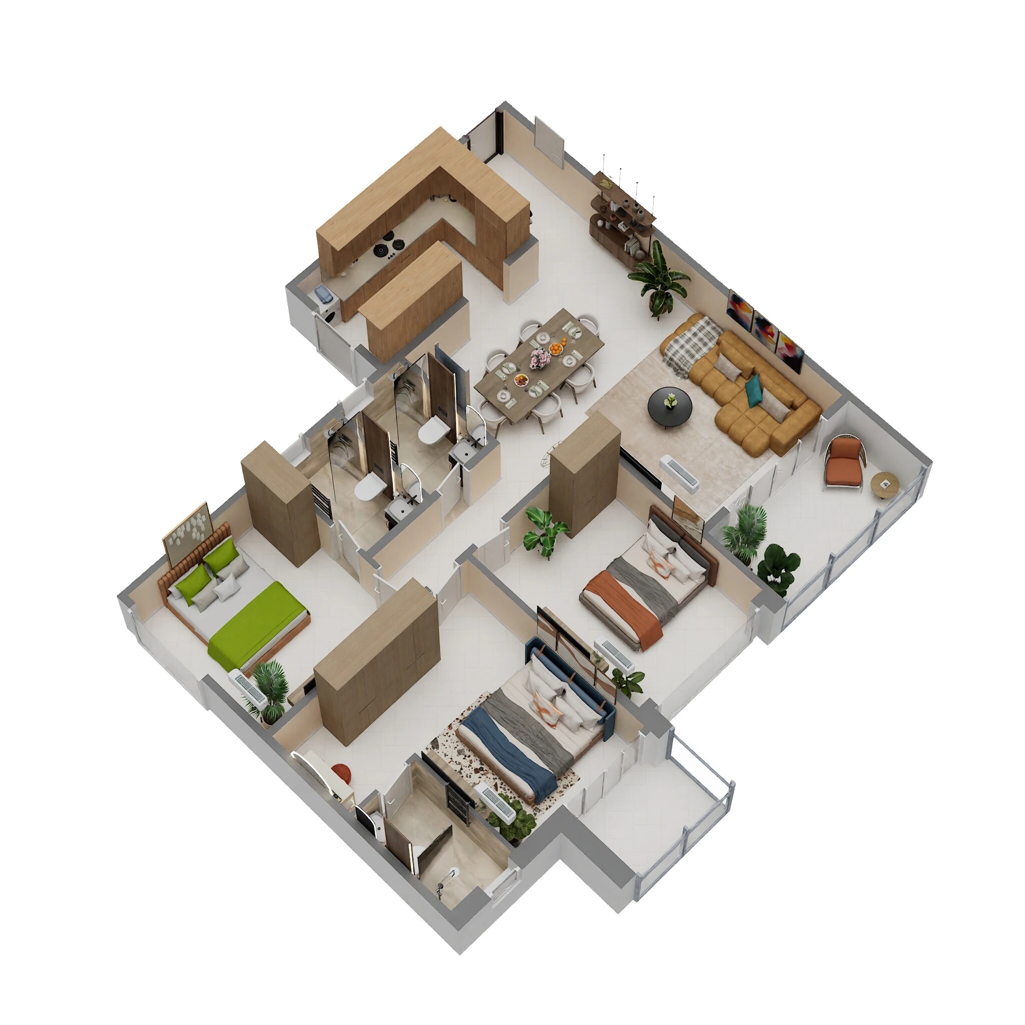 Floor plan of 3 BHK 1837 Sq. Ft. Apartment in Embassy Greenshore, Bangalore