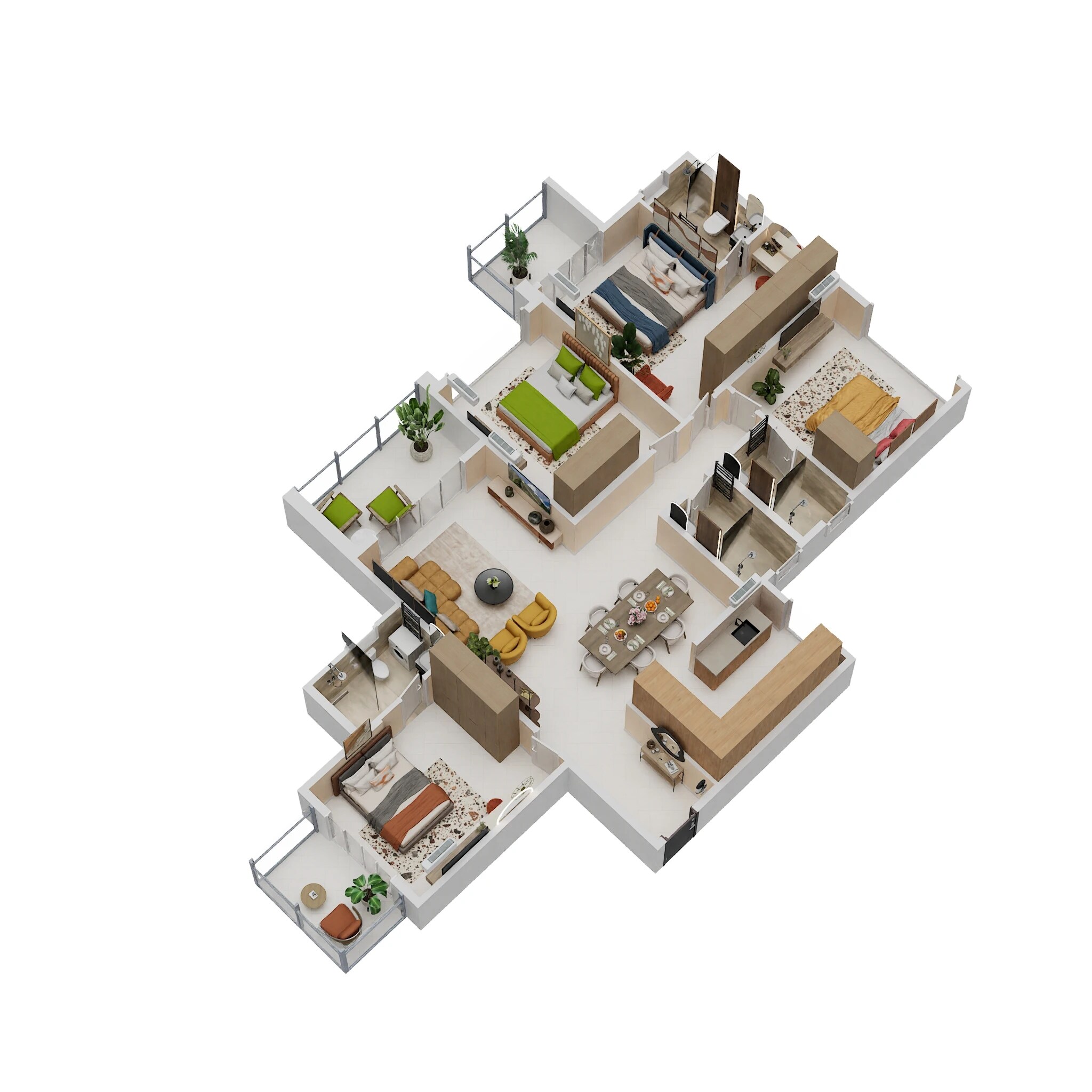 Floor plan of 4 BHK 2203 Sq. Ft. Apartment in Embassy Greenshore, Bangalore