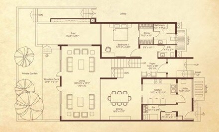 Floor plan of 4 BHK 4381 Sq. Ft. Apartment in Embassy Grove, Bangalore