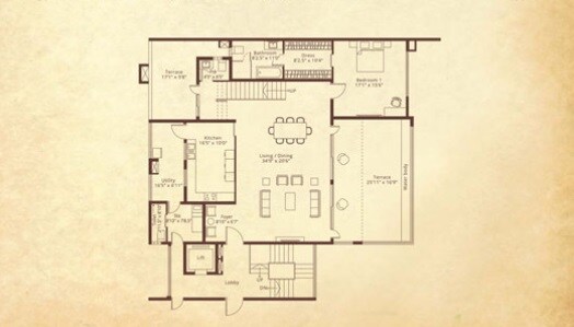 Floor plan of 4 BHK 4900 Sq. Ft. Apartment in Embassy Grove, Bangalore
