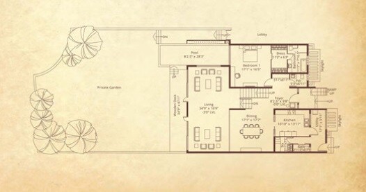 Floor plan of 4 BHK 5444 Sq. Ft. Apartment in Embassy Grove, Bangalore