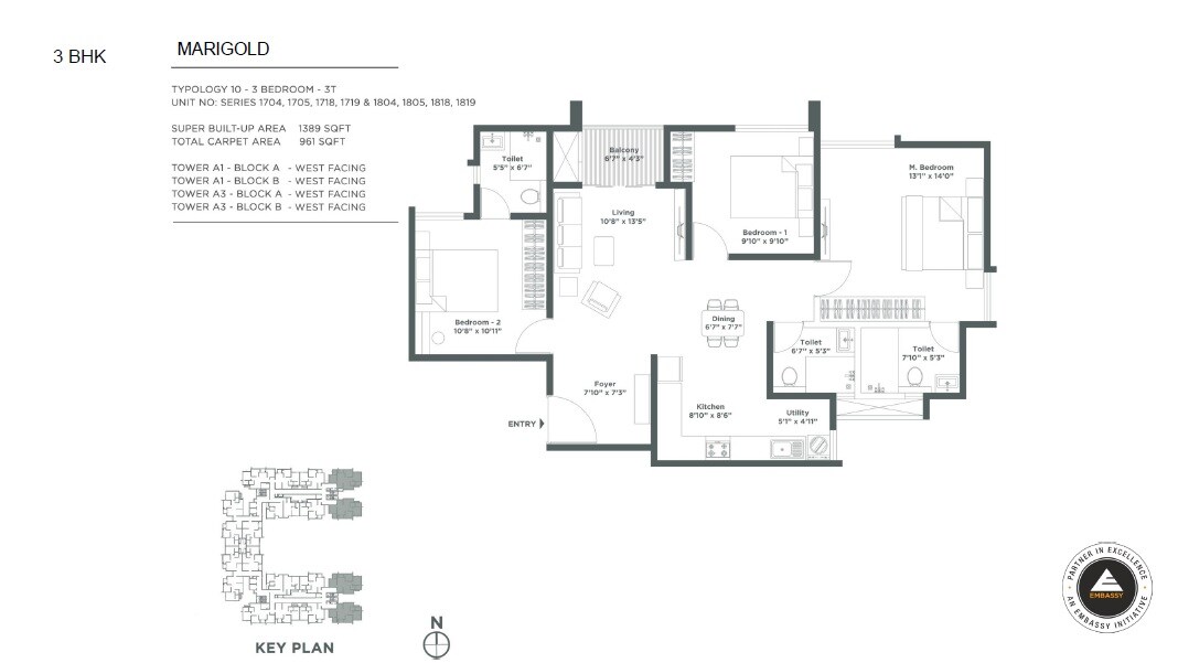 3 BHK 1389 Sq. Ft. Apartment