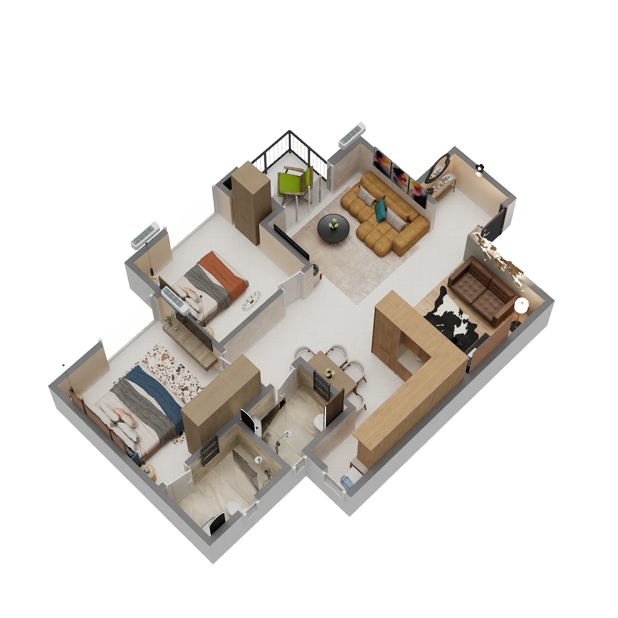 Floor plan of 2 BHK 1108 Sq. Ft. Apartment in Embassy Verde Phase 2, Bangalore