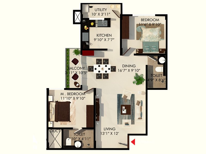 Eminence park 2 BHK Layout