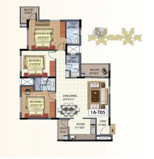 3 BHK 1663 Sq. Ft. Apartment