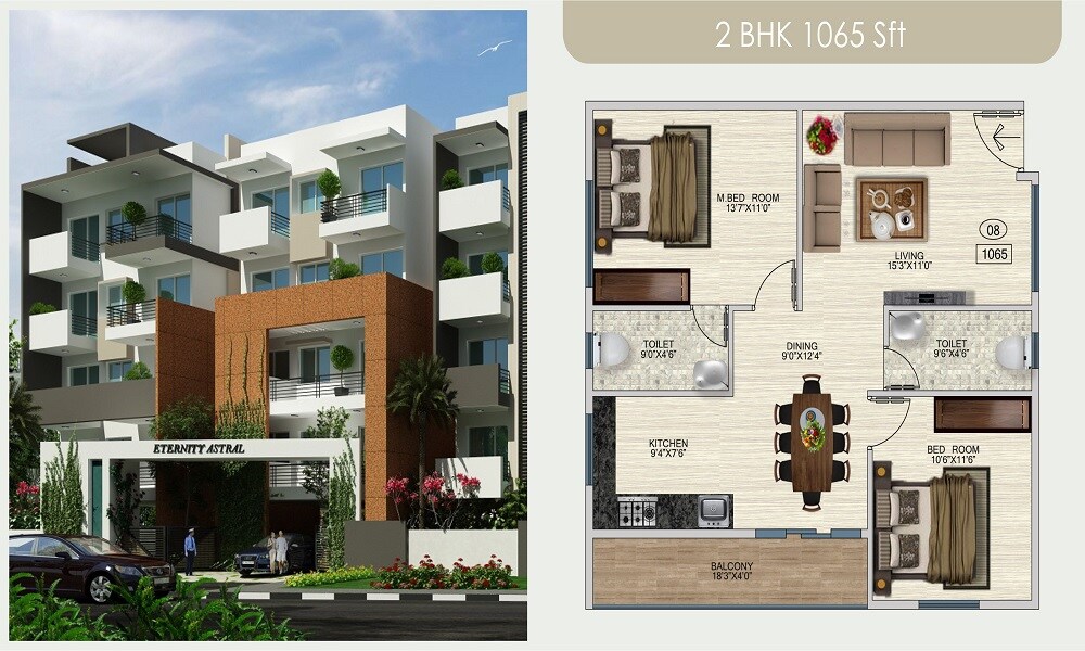 2 BHK 1065 Sq. Ft. Apartment
