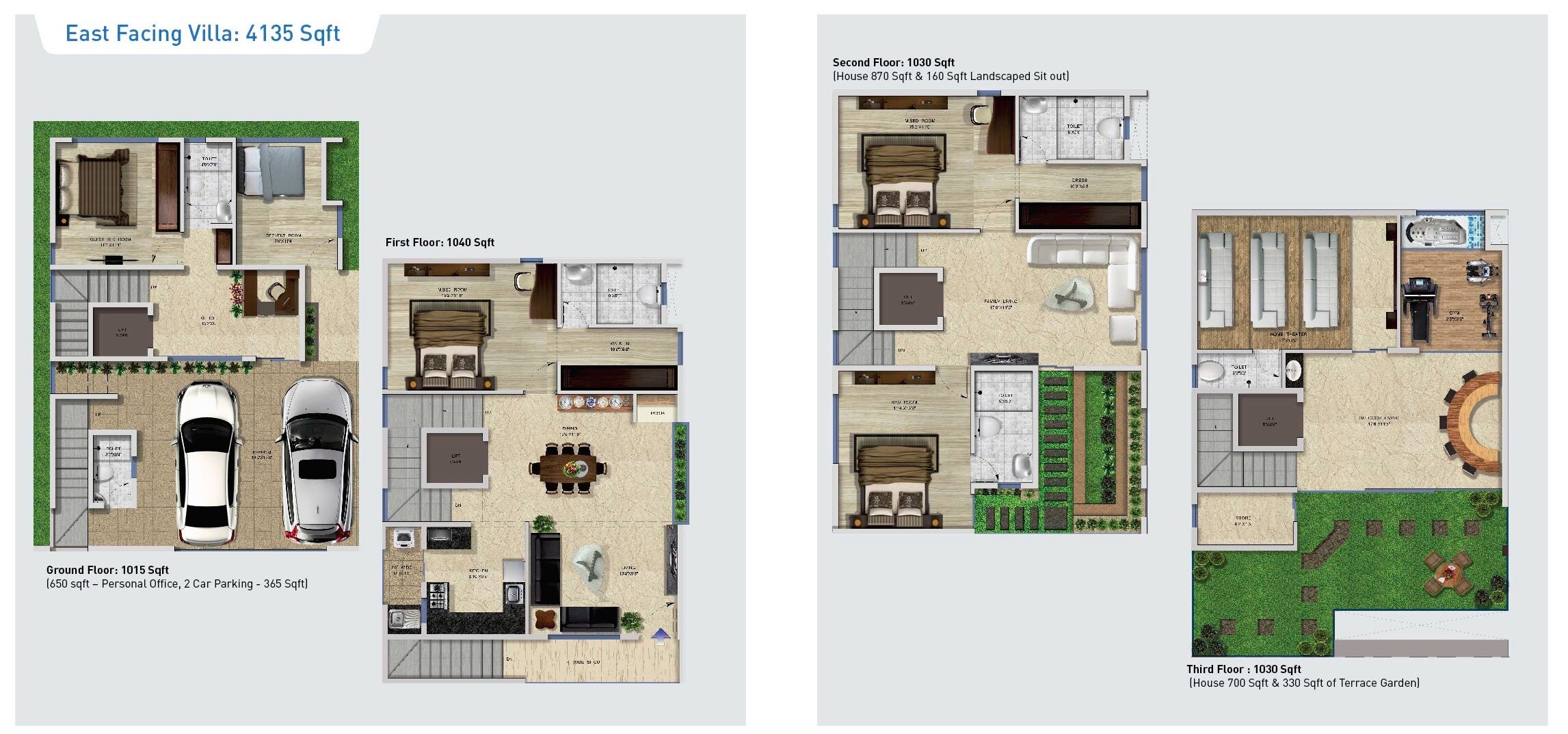 Floor plan of 5 BHK 4135 Sq. Ft. Villa in Eternity Tathva, Bangalore