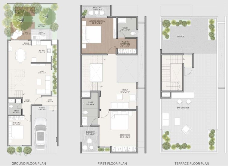 Floor plan of 3 BHK 2252 Sq. Ft. Villa in Evantha Earthen Ambience, Bangalore