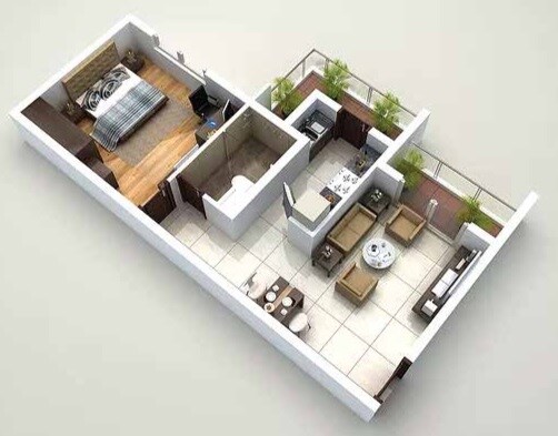 Floor plan of 1 BHK 780 Sq. Ft. Apartment in Excel Code Name Five Rings, Bangalore