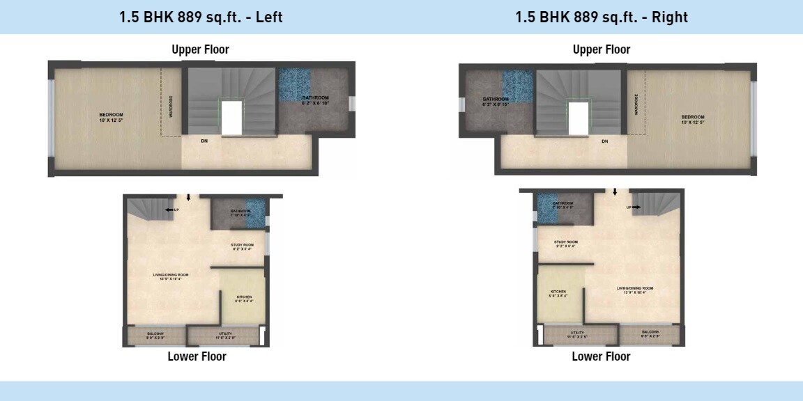 Floor plan of 1 BHK 889 Sq. Ft. Apartment in Expat Vida, Bangalore