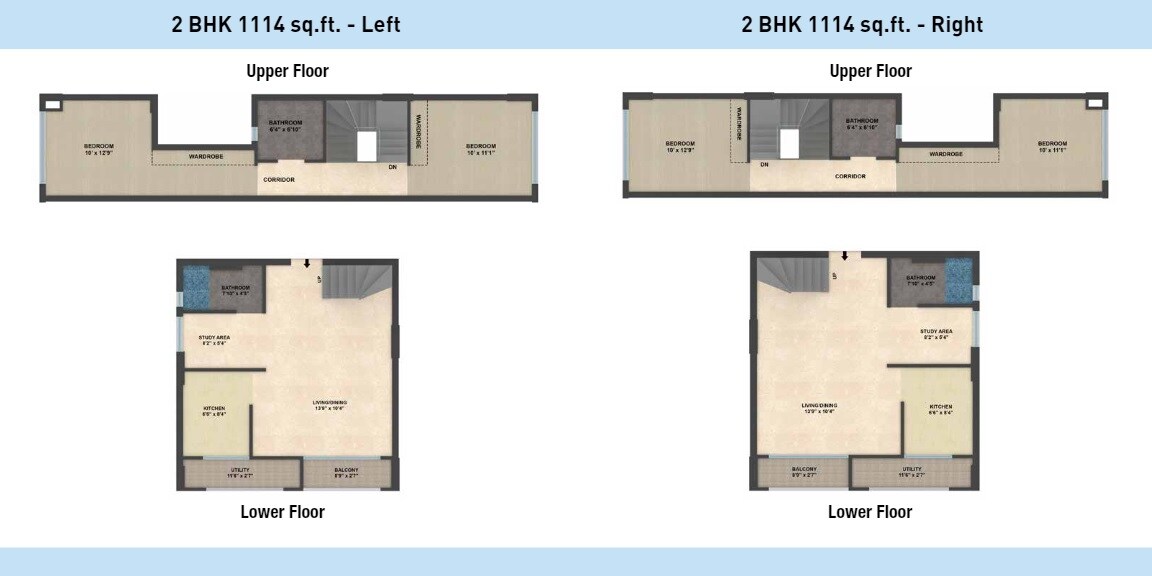 Floor plan of 2 BHK 1114 Sq. Ft. Apartment in Expat Vida, Bangalore