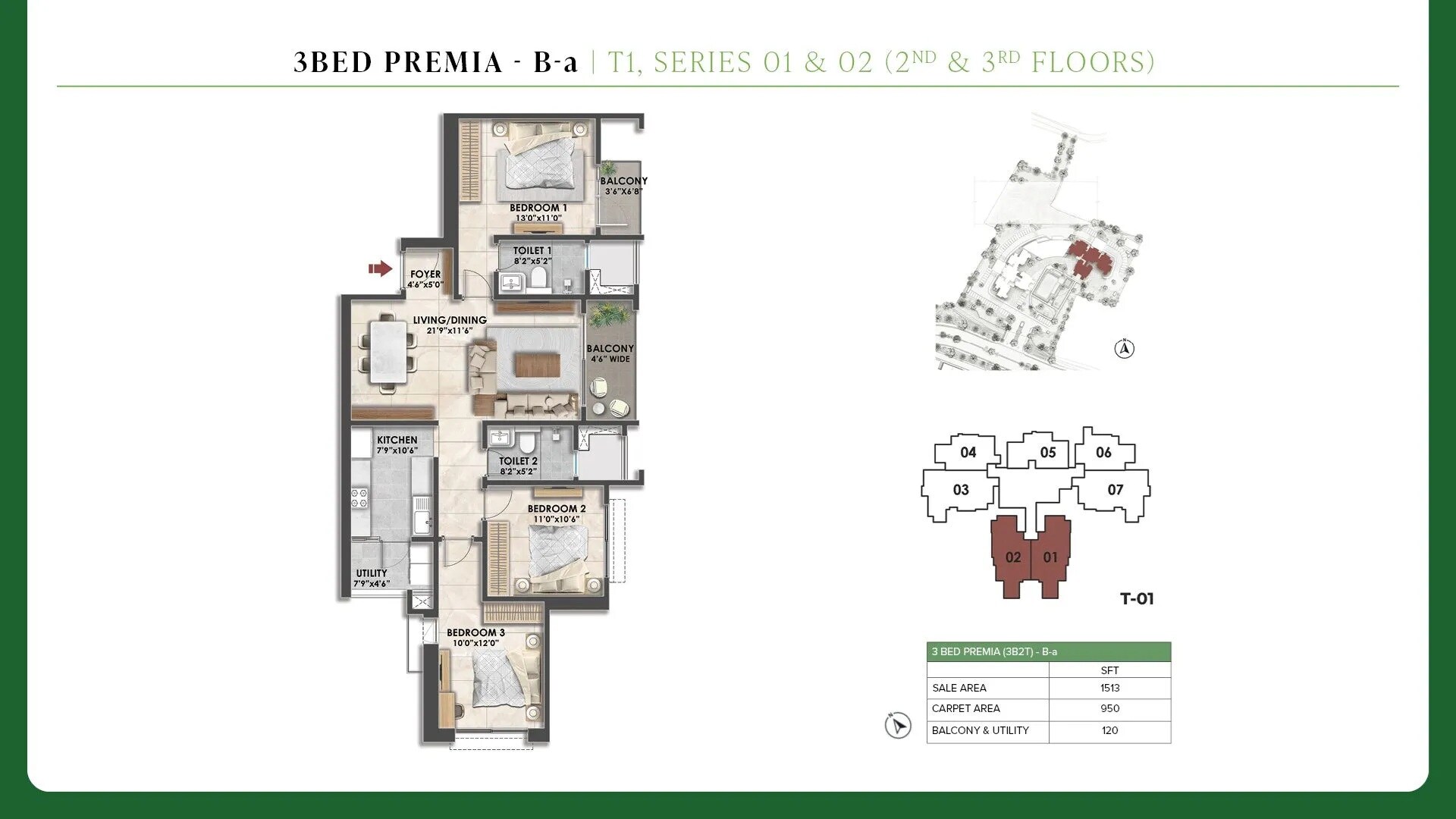 3 BHK 1513 Sq. Ft. Apartment