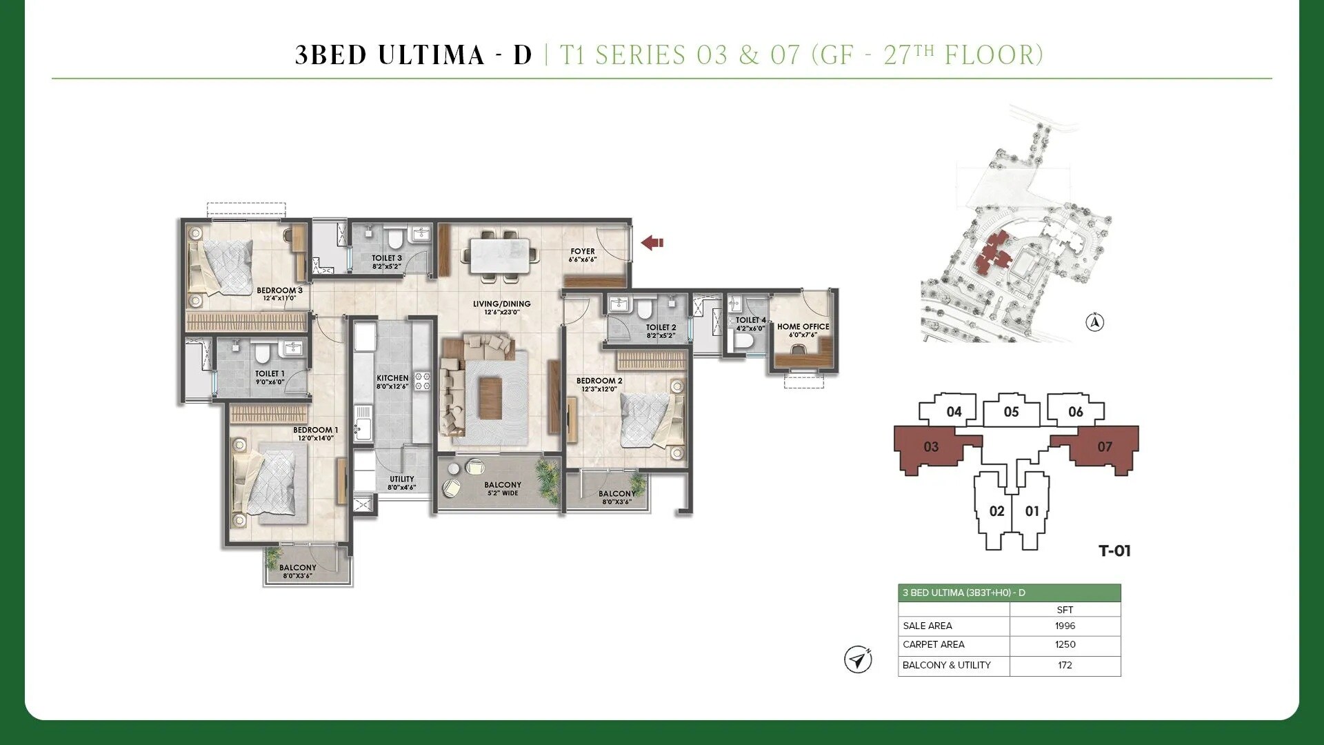 3 BHK 1996 Sq. Ft. Apartment