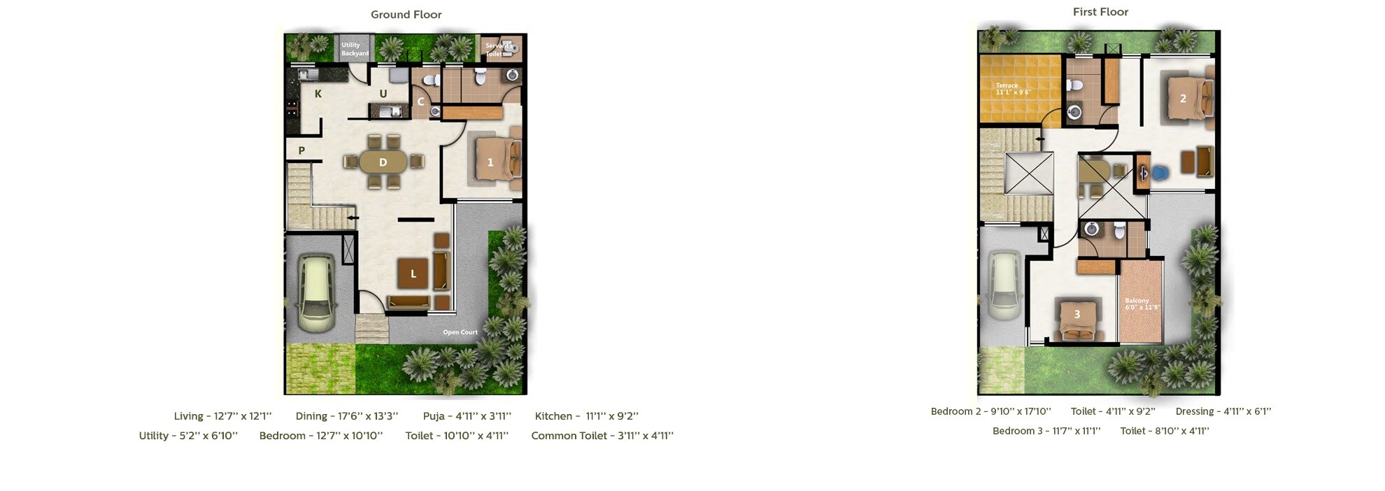 Floor plan of 3 BHK 2303 Sq. Ft. Apartment in Fire Luxur The Empyrean Phase 1, Bangalore
