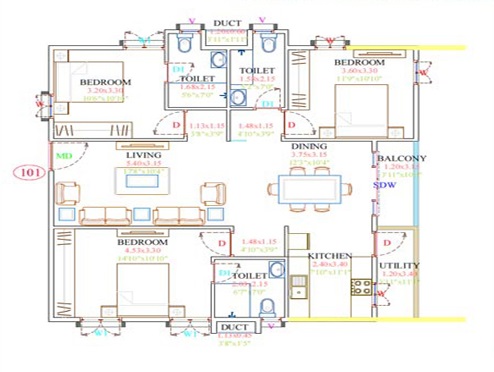 Fortuna Lake Towers 3 BHK Layout