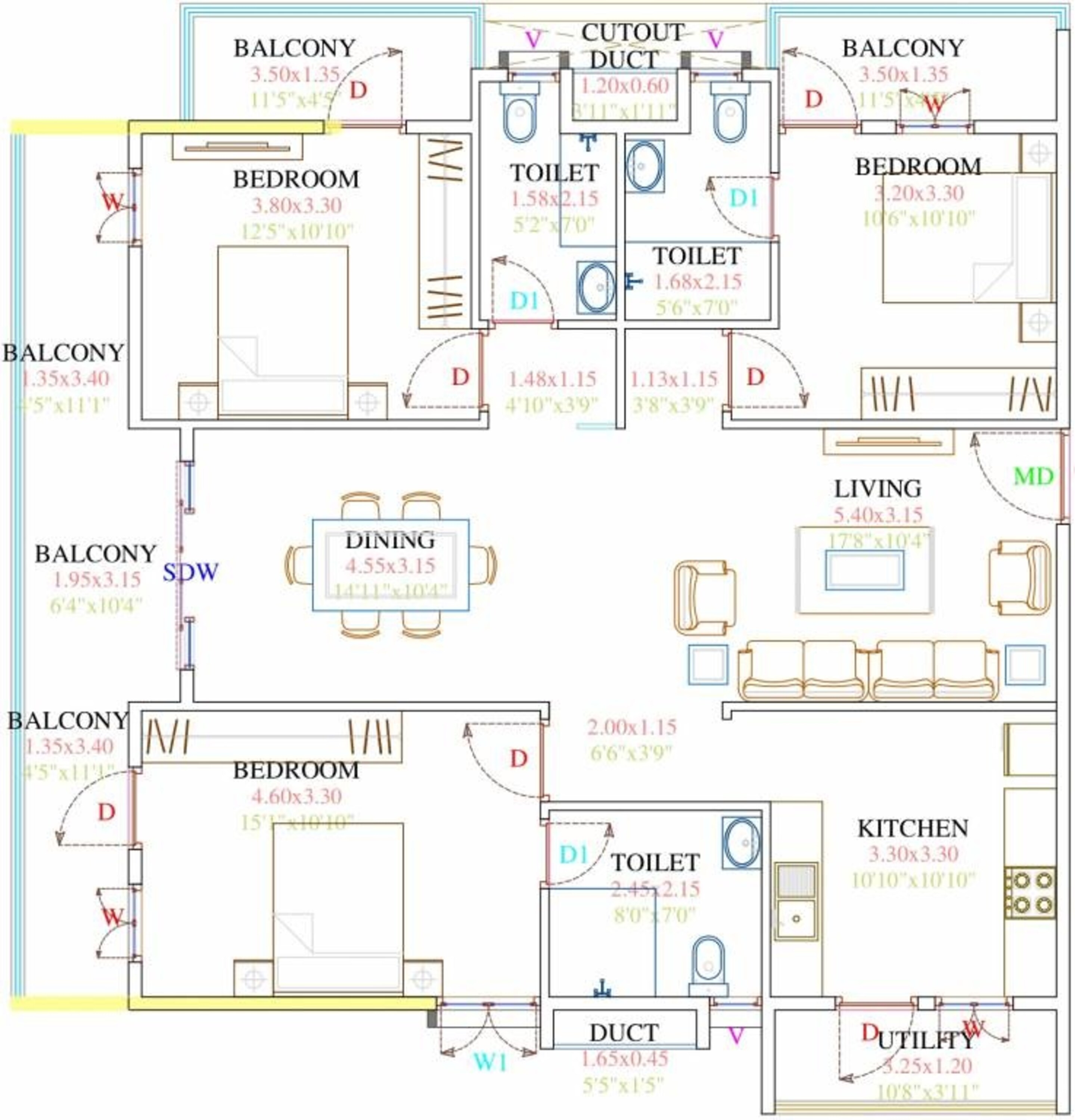 fortuna viva apartment 3bhk 1820sqft131