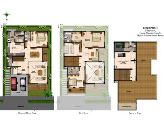 Floor plan of 3 BHK 3300 Sq. Ft. Villa in Fortune Cosmos Hestia, Bangalore