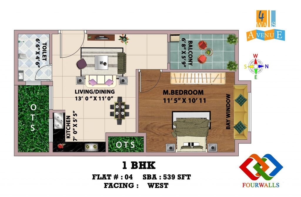 1 BHK 539 Sq. Ft. Apartment