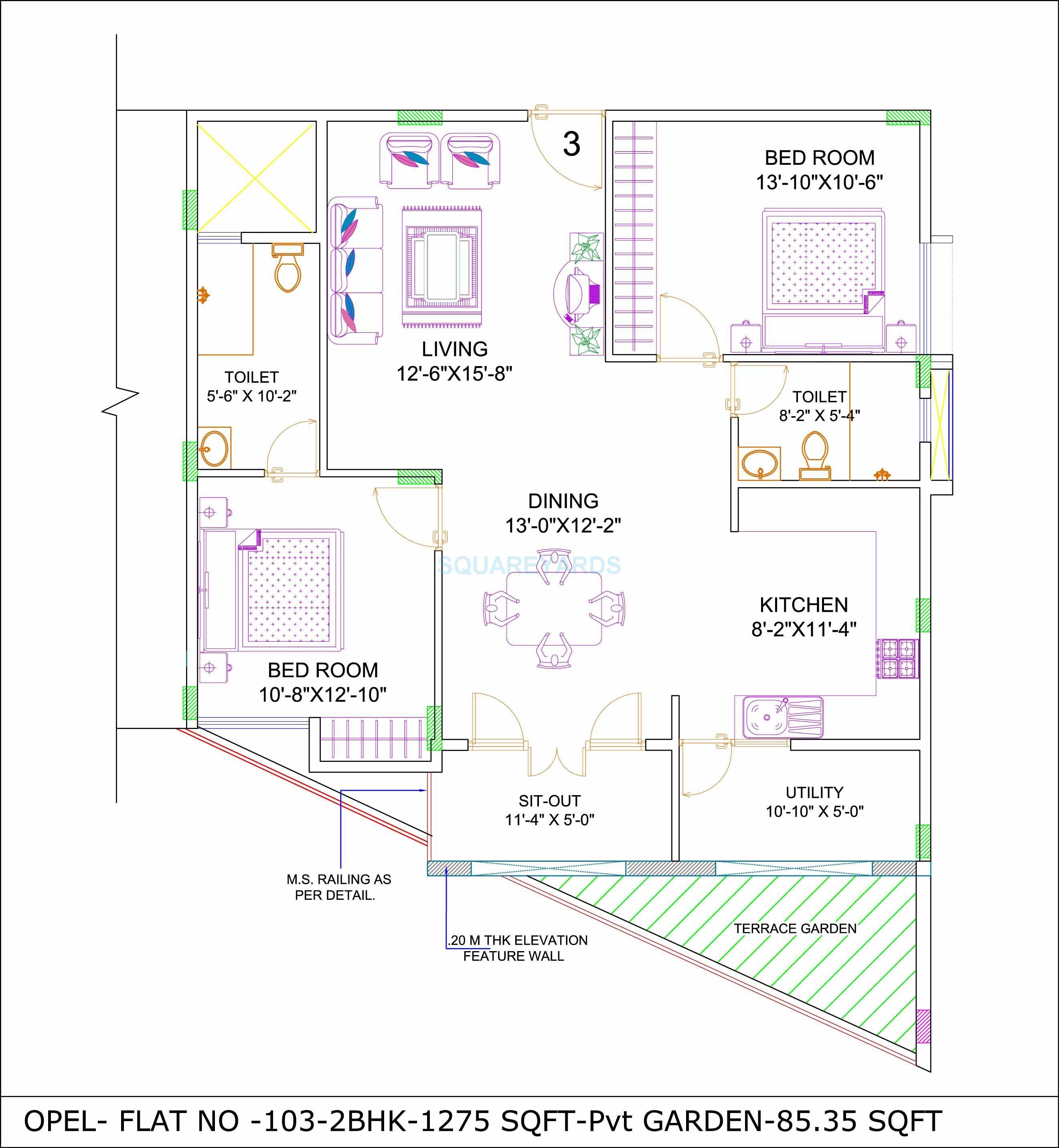 2 BHK 1275 Sq. Ft. Apartment