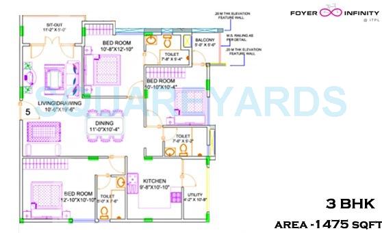 3 BHK 1475 Sq. Ft. Apartment