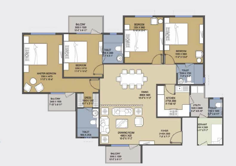 4 BHK 2097 Sq. Ft. Apartment